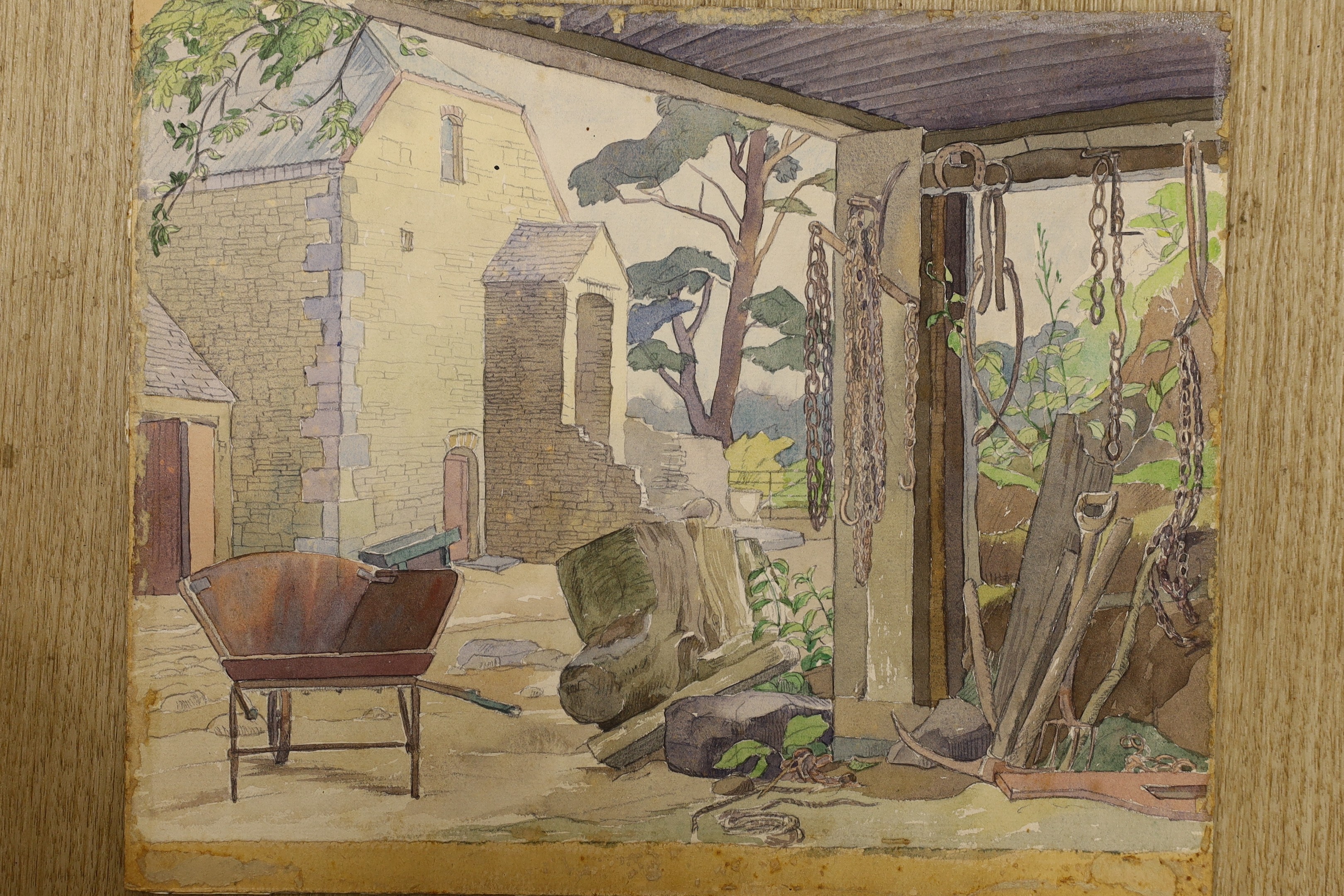 Archibald Sanderson (1900-1971), a group of assorted unframed oils and watercolours including still lifes and topographical studies, largest 30 x 39cm